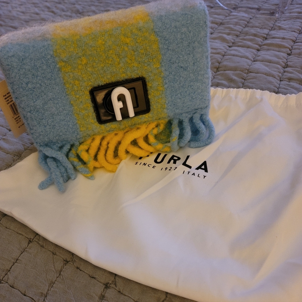 Furla Wool Bag in Blue and Yellow/ BNWT